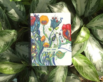 College Planner, 2017 - 2018, Student Planner, Organizer, a very Colorful, Bohemian, Creative Planner.