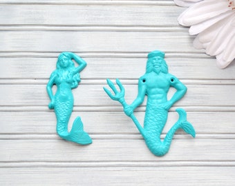 Neptune Hook. Merman Hook. Mermaid Hook. Mermaid Decor. Beach Decor. King of the Sea. Nautical Hook. Coastal Decor. Mr. & Mrs.