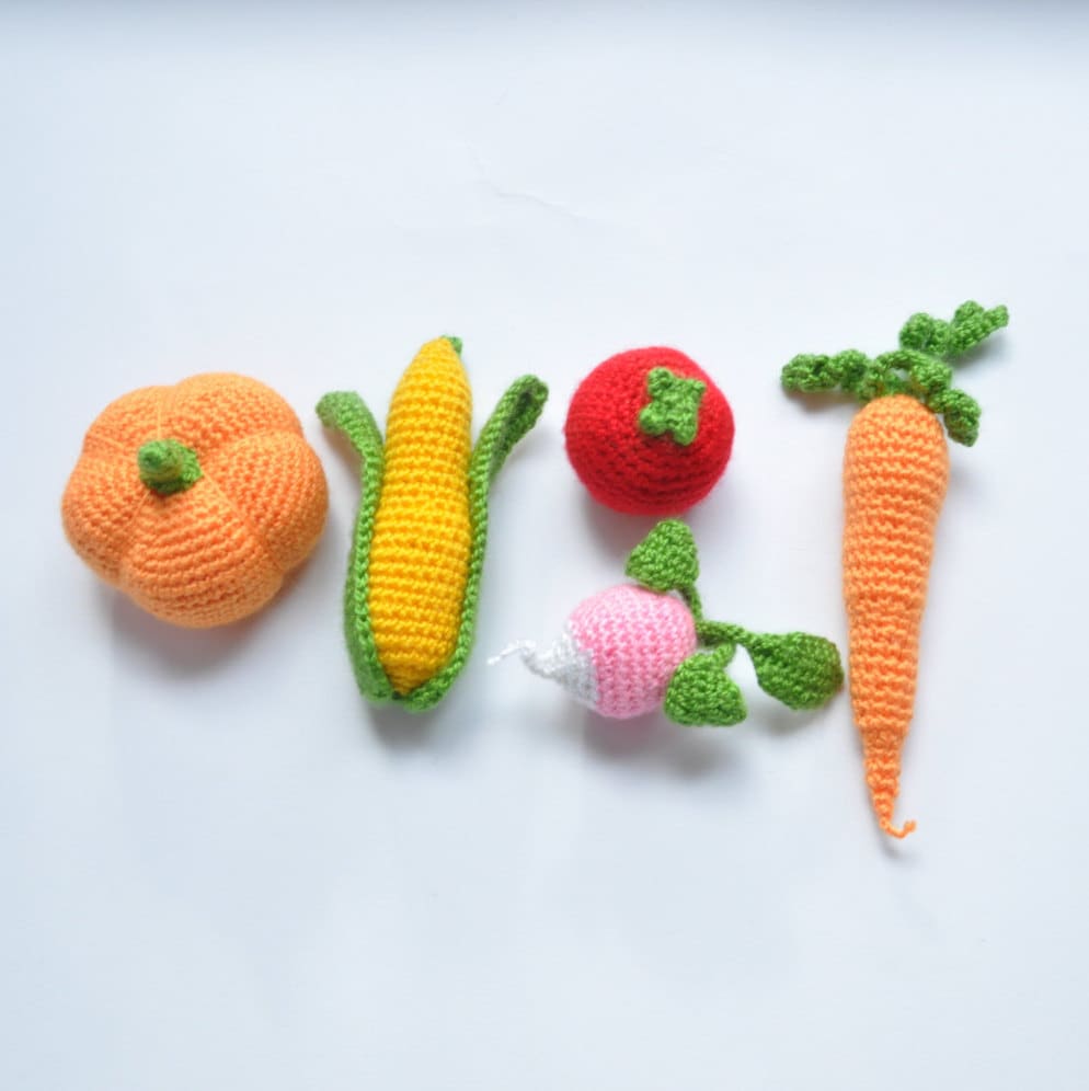 Set of 5 vegetables Crochet play food Knitted food Kitchen
