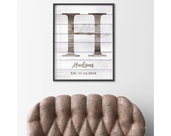 Family Established Sign, Name Initial Print, Housewarming Gift, Custom Family Name Sign, Personalized Wedding Gift, Farmhouse DIGITAL PRINT