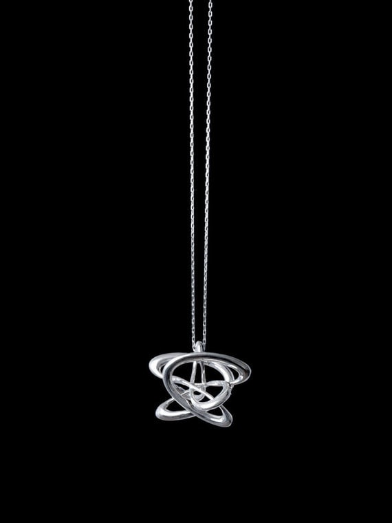 3d Music Necklace - "Lotus" - Original Sterling Silver Pendant - Second Fifth, Second Octave Harmony - Techniflow Soundstill Series