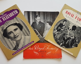 Three Vintage Paperback Books About The British Royal Family ~ Queen Elizabeth The Queen Mother ~ Royal Family Annual 1951 & Golden Album