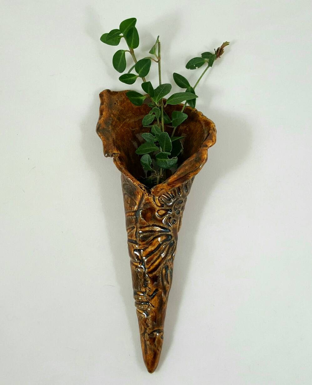 Wall pocket vase wall pocket ceramic hanging wall vase clay