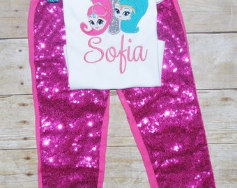 Shimmer and shine birthday outfit, Shimmer and shine birthday shirt, genie tutu, genie dress, shimmer and shine birthday invitation, hotpink