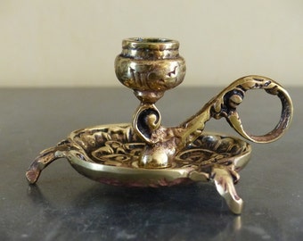 Bronze candle holder. French candle holder. Vintage hand candle holder.