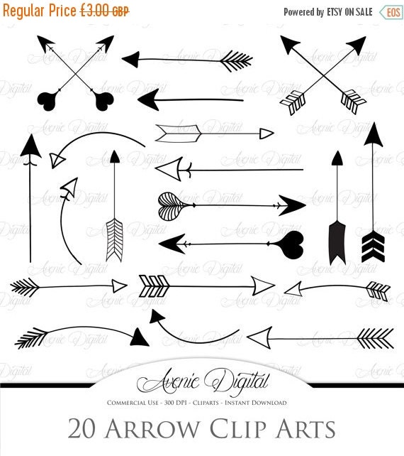 SALE Black Arrow Clipart. Scrapbook printables by AvenieDigital
