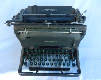 Underwood Typewriter with Green Keys, Non-Working Underwood Typewriter, Vintage Typewriter, Office Machine