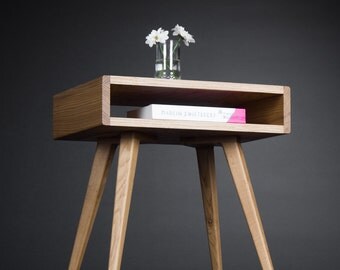 Nightstand, night stand, bedside table, bed side table, end table, side table, open shelf, mid century modern, scandinavian design