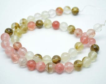 Natural Mix color Watermelon Quartz Stone Round Loose Beads 4mm~12mm