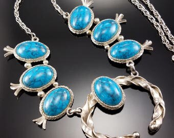 Vintage Faux Squash Blossom Necklace Large Estate jewelry