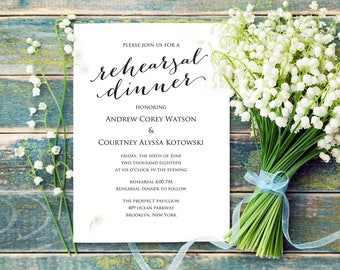 Rehearsal Dinner Invitation Template, DIY Printing, Custom Personalized Invitation, Wedding Rehearsal Invitation Template