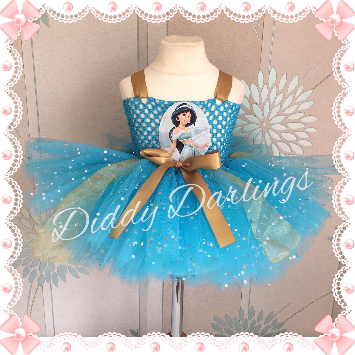 Princess Jasmine Tutu Dress. Inspired Handmade Sparkly Tutu
