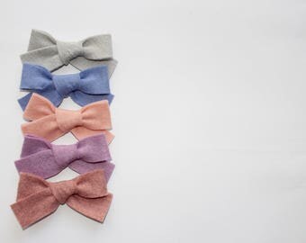 Hand Tied Felt Bows, Wool Felt Bows, Baby Bows, Nylon Headband