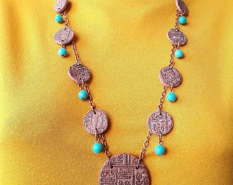 gift women bib necklace tribal Egyptian jewelry statement ethnic necklace jewelry brown tribal jewelry gift for mom ancient jewelry African