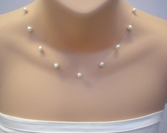 Genevieve ~ 6mm Floating Illusion Pearl Necklace ~ Child & Adult sizes ~ any colour