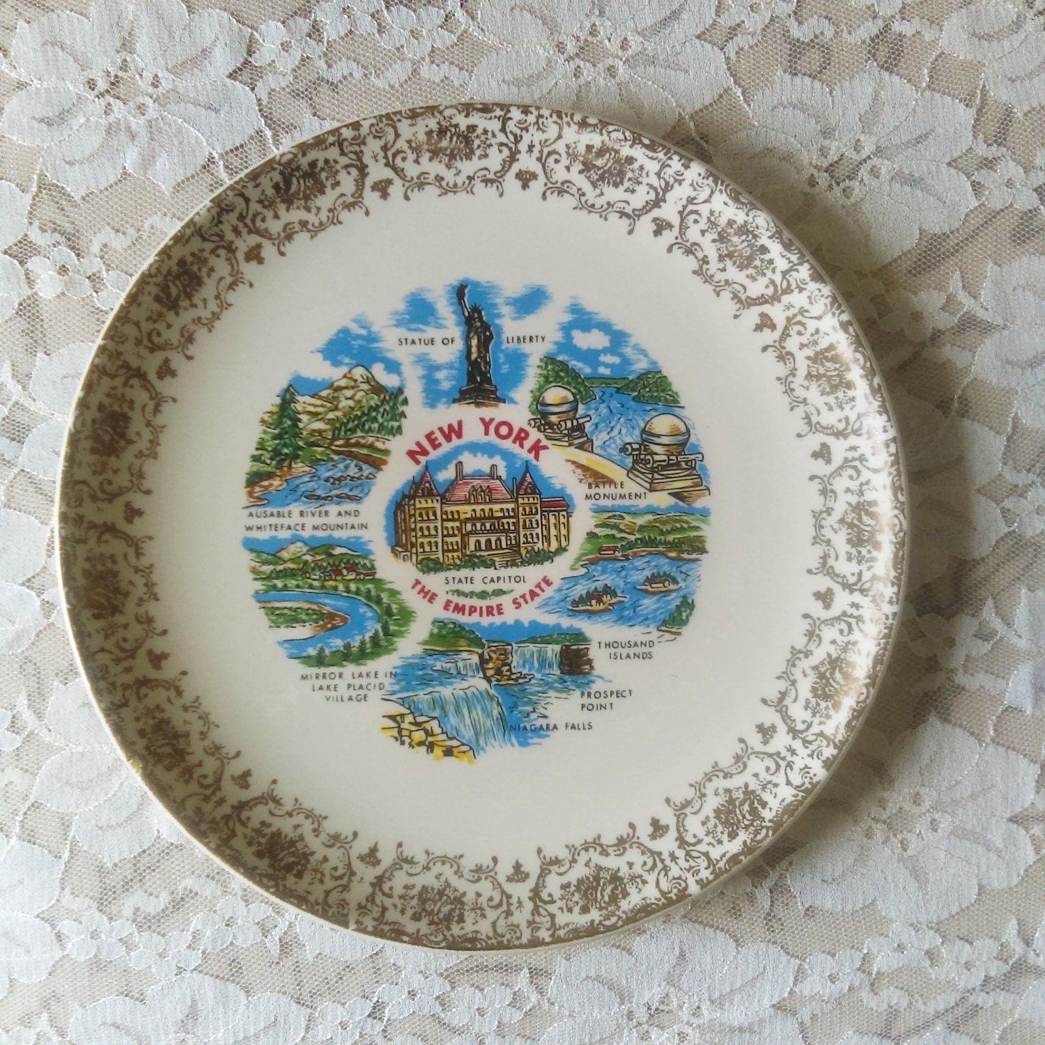 Vintage State  Souvenir  Plate New York the Empire State 