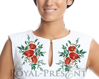 Machine Embroidery Design Elegant flowers poppy - 4 sizes