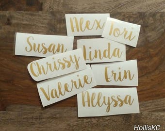 Name Decals, Vinyl name decal, wine glass names, wine club vinyl names, name stickers, vinyl name decals, Name decals for cups