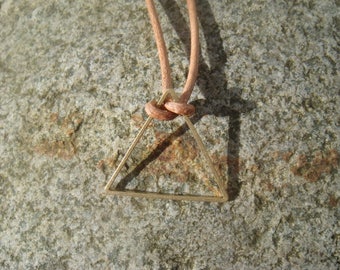 Triangle Necklace - Leather Necklace - Boho Necklace - Rustic Leather Necklace - Leather Jewelry - Minimalist Jewelry - Minimalist Necklace