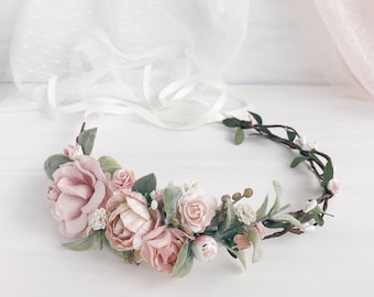 Bridal flower crown, Bridal floral crown, Floral wedding crown, Wedding flower headpiece, Wedding flower crown, Boho wedding