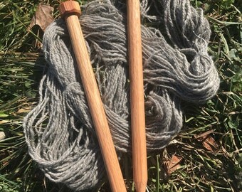 Giant Knitting Needles - Oak Wood Knitting Needles - Size 35 US (19mm) with mesquite tops
