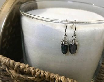 Wire wrapped kyanite gemstone earrings