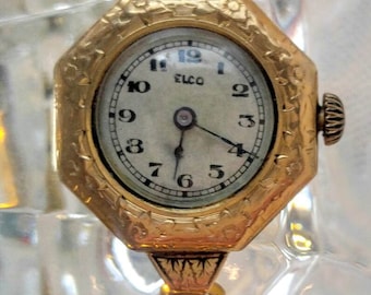 BEAUTIFUL Gold Vintage Watch-12K Gold Filled-Elco/Gemex-Works-Womens/Ladies-All Orders Only .99c Shipping!!