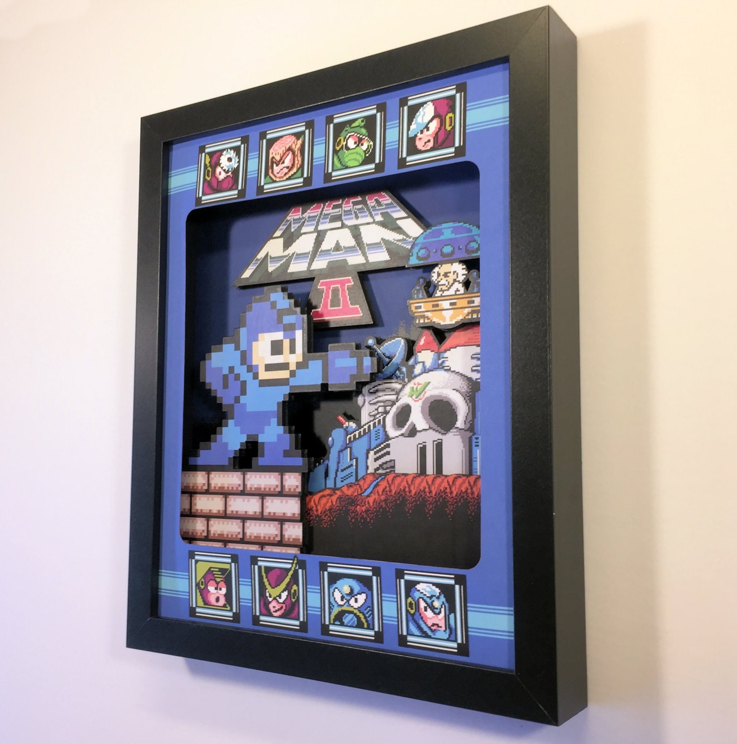 Mega Man 2 Shadow Box for Nintendo NES with layered 3D