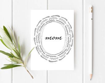 Printable Black and White Mother's Day Card - Modern Mother's Day Card - Minimal Mother's Day Card - Pretty Mother's day card - Digital Card