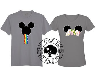 Disney Mickey Ear Snapchat Rainbow Vomit Flower Crown Transfer Image File For couples or Groups - DIY - Instant Download - T Shirt Filter
