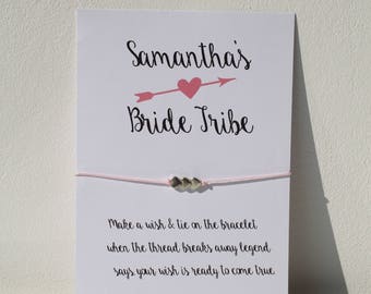 Bride Tribe Personalised Wishing Bracelet Hen Party Favour Thank You Gifts