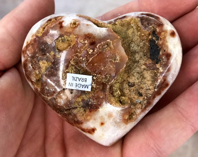 Citrine Crystal Heart- Hand Carved Large 3" X 3" All Natural From Brazil- Home Decor \ Citrine Heart \ Crystal \ Reiki \ Citrine \ Heart