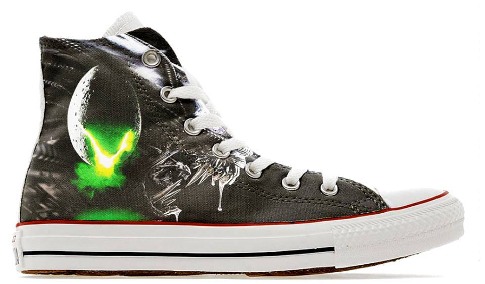 Alien horror scary cult movie design custom converse high top