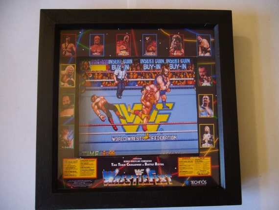 WWF Wrestlefest Arcade 3D Shadow Box Diorama Framed Art WWE