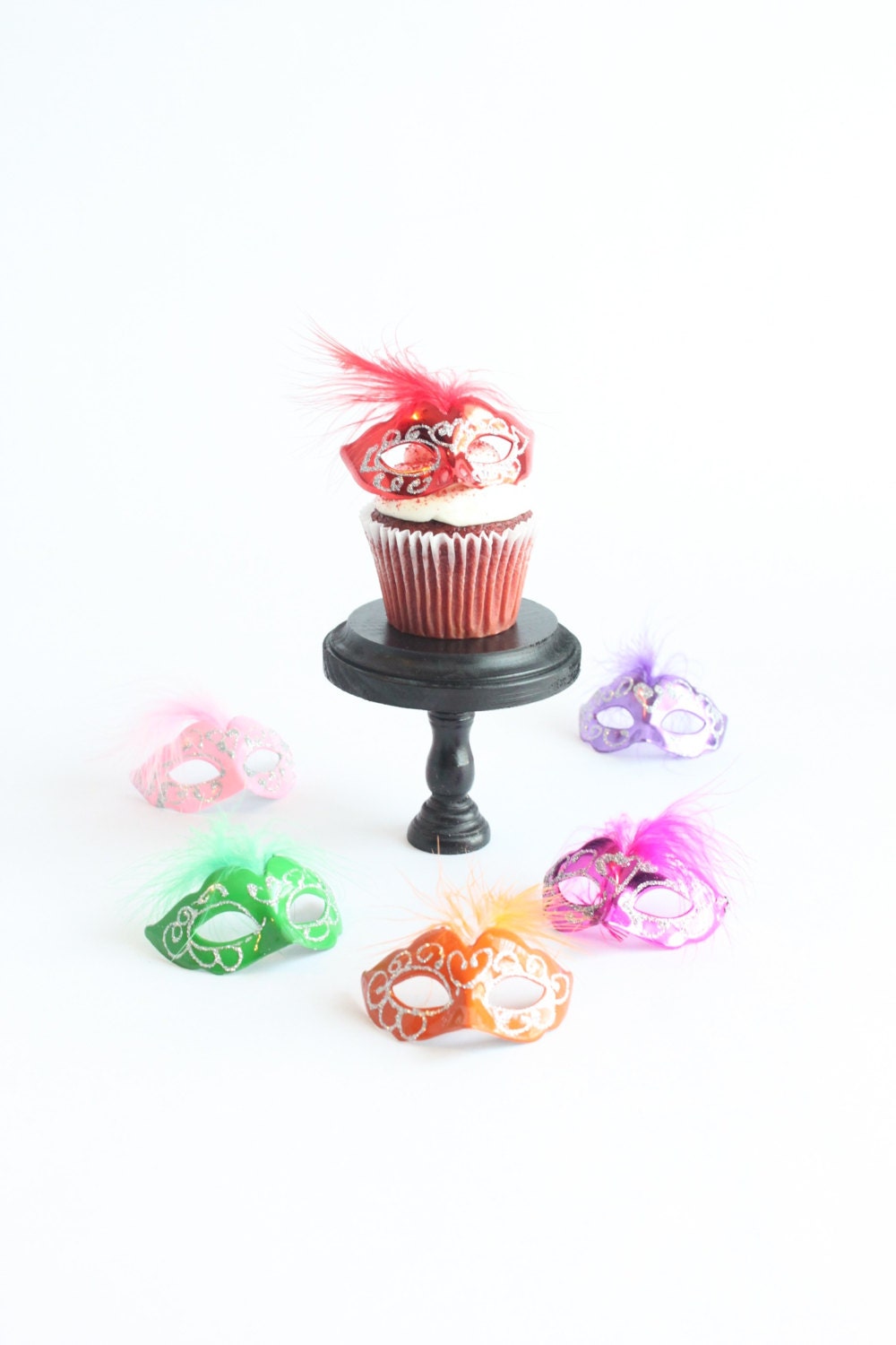 Miniature Mini Masquerade Masks Turquoise Cake Topper