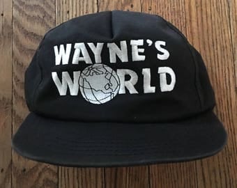 Vintage 90s 1991 Wayne's World SNL Snapback Hat Baseball Cap * Made In USA