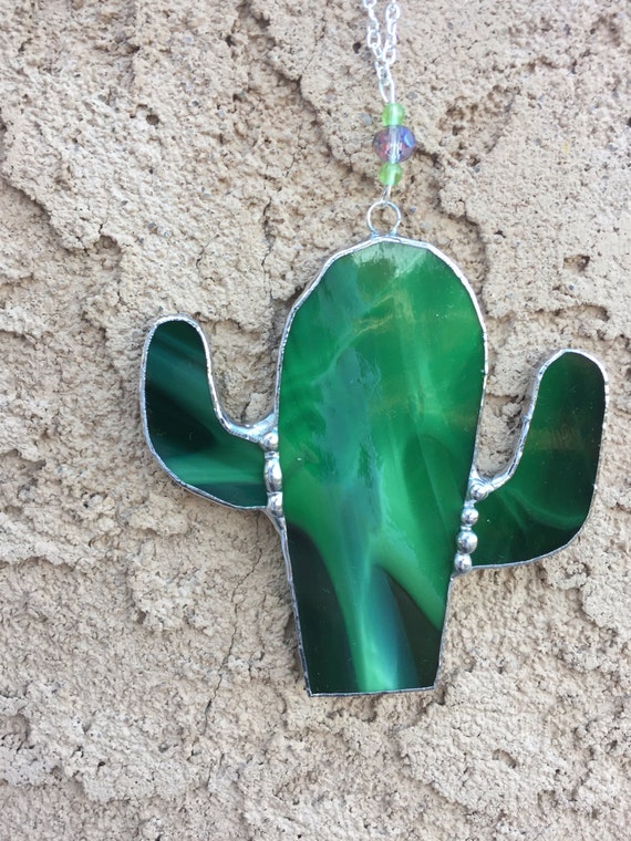 Stained Glass Saguaro Cactus Suncatcher