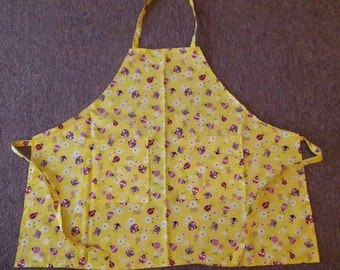Adult chef style apron yellow with lady bugs