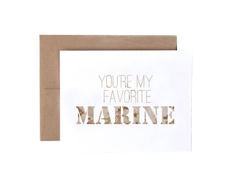 You're My Favorite Marine - Military Greeting Card, Deployment/Basic Training/AIT/BCT Card, Marine Corps Card, Military Care Package Card