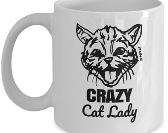 Crazy cat lady mug - Funny cat lover sketch art gift cup! // By Mark Bernard - sketchnkustom!