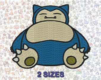 Snorlax Pokemon Machine Embroidery Patch Design Set - 2 Sizes - 8 Formats - Pokemon Embroidery Patterns