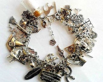 Fully loaded Harry Potter themed charm bracelet hermione hogwarts jewellery jewellry