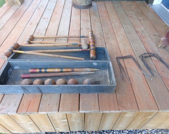 vintage wooden Croquet set in original wooden box