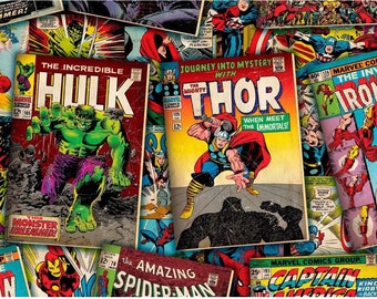 Marvel fabric - Incredible Hulk fabric - thor - captain america - spiderman- marvel comic fabric - material - sewing supply -notion - bty -