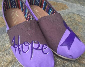 Relay for life HOPE Purple Ribbon TOMS shoe Cancer Ribbon