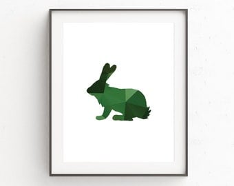 Rabbit Wall Print, Woodland Nursery Wall Prints, Animal Wall Print, Woodland Nursery Decor, Rabbit Wall Art
