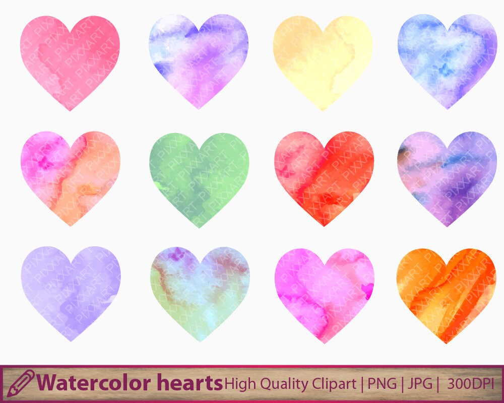 Download Watercolor hearts clipart, love clip art, romantic ...