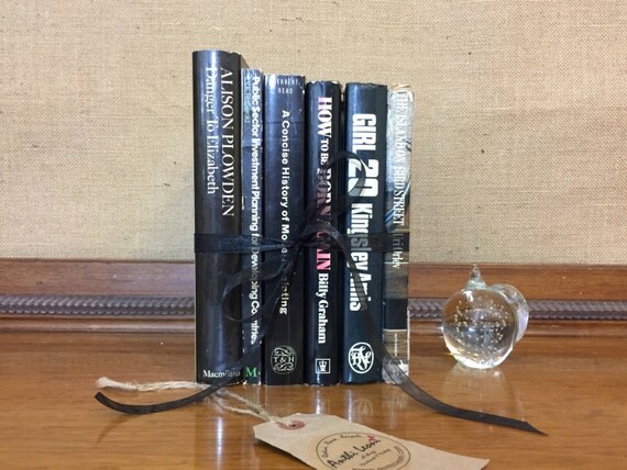 BLACK and WHITE Vintage Book Collection - Old Books Decoration - Interior Design Shelf Staging - Neutral Home Decor - Custom Sourced Books