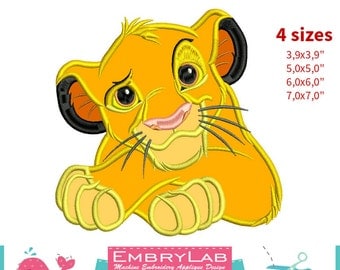Applique Simba. The Lion King. Machine Embroidery Applique Design. Instant Digital Download (16308)