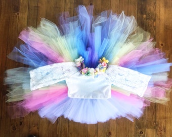 UNICORN tutu, high low tutu, tutu, unicorn birthday, pastel tutu, girls tutu, toddler tutu, birthday tutu, baby tutu, full tutu, long tutu